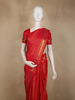 Vermilion Red Floral Butta Woven Design Pure Kanchipuram Silk Saree with Peacock Zari Border