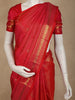 Vermilion Red Floral Butta Woven Design Pure Kanchipuram Silk Saree with Peacock Zari Border