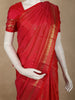 Vermilion Red Floral Butta Woven Design Pure Kanchipuram Silk Saree with Peacock Zari Border