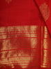 Vermilion Red Floral Butta Zari Woven Design Pure Kanchipuram Silk Saree with Matching Zari Border