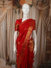 Vermilion Red Floral Butta Zari Woven Design Pure Kanchipuram Silk Saree with Matching Zari Border
