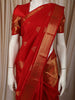 Vermilion Red Floral Butta Zari Woven Design Pure Kanchipuram Silk Saree with Matching Zari Border