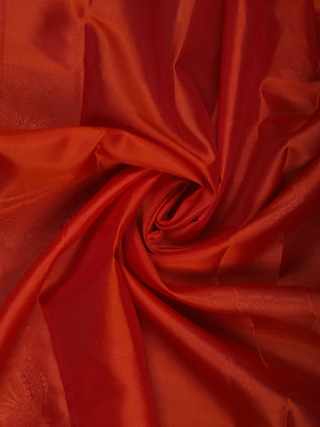 Vermilion Red Floral Design Zari Woven Soft Silk Saree - Diadem