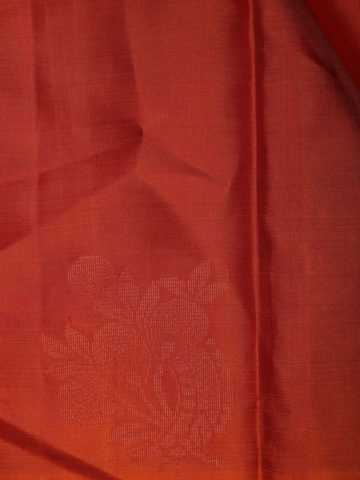 Vermilion Red Floral Design Zari Woven Soft Silk Saree - Diadem