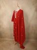 Vermilion Red Floral Thread Embroidered Design Cotton Straight Cut Salwar Suit with Dupatta