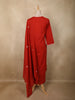 Vermilion Red Floral Thread Embroidered Design Cotton Straight Cut Salwar Suit with Dupatta
