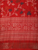 Vermilion Red Floral Vine Printed Design Mixed Cotton Casual Wear Saree