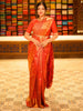Vermilion Red Floral Vine Zari Woven Design Pure Kanchipuram Silk Wedding Saree with Zari Border