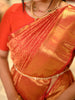 Vermilion Red Floral Vine Zari Woven Design Pure Kanchipuram Silk Wedding Saree with Zari Border