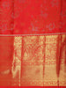 Vermilion Red Floral Zari Woven Design Pure Kanchipuram Silk Saree with Gold Zari Border
