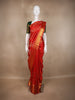 Vermilion Red Floral Zari Woven Design Pure Kanchipuram Silk Saree with Gold Zari Border