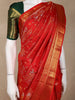 Vermilion Red Floral Zari Woven Design Pure Kanchipuram Silk Saree with Gold Zari Border