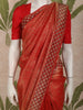 Vermilion Red Floral Zari Woven and Stone Embellished Design Pure Banarasi Silk Fancy Saree with Designer Border