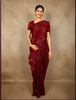 Vermilion Red Floral and Striped Zari Woven Design Tussar Saree