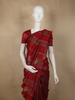 Vermilion Red Floral and Striped Zari Woven Design Tussar Saree