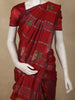 Vermilion Red Floral and Striped Zari Woven Design Tussar Saree