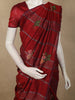 Vermilion Red Floral and Striped Zari Woven Design Tussar Saree