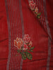 Vermilion Red Floral and Striped Zari Woven Design Tussar Saree