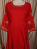 Vermilion Red Mirror Embroidered Design Cotton Anarkali Salwar Suit with Dupatta