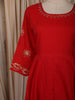 Vermilion Red Mirror Embroidered Design Cotton Anarkali Salwar Suit with Dupatta
