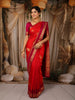 Vermilion Red Paisley Butta Zari Woven Design Pure Kanchipuram Silk Saree with Contrast Double Zari Border