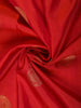 Vermilion Red Paisley Butta Zari Woven Design Pure Kanchipuram Silk Saree with Contrast Double Zari Border