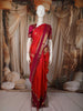 Vermilion Red Paisley Butta Zari Woven Design Pure Kanchipuram Silk Saree with Contrast Double Zari Border