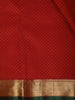 Vermilion Red Paisley Zari Woven Design Pure Kanchipuram Silk Saree with Contrast Paisley Zari Border