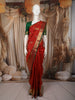 Vermilion Red Paisley Zari Woven Design Pure Kanchipuram Silk Saree with Contrast Paisley Zari Border
