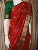 Vermilion Red Paisley Zari Woven Design Pure Kanchipuram Silk Saree with Contrast Paisley Zari Border