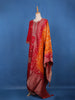 Vermilion Red Floral Designed Semi Silk Palazzo Salwar Suit - Diadem