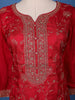 Vermilion Red Floral Designed Semi Silk Palazzo Salwar Suit - Diadem