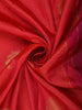 Vermillion Red Mini Checked  Zari Woven Design Pure Kanchipuram Silk Saree with Contrast Zari Border