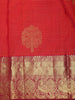 Vermillion Red Mini Checked  Zari Woven Design Pure Kanchipuram Silk Saree with Contrast Zari Border