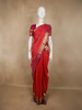 Vermillion Red Mini Checked  Zari Woven Design Pure Kanchipuram Silk Saree with Contrast Zari Border