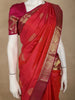 Vermillion Red Mini Checked  Zari Woven Design Pure Kanchipuram Silk Saree with Contrast Zari Border