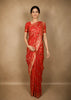Vermillion Red Floral Zari Woven Design Pure Banarasi Silk Saree with Designer Border
