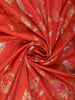 Vermillion Red Floral Zari Woven Design Pure Banarasi Silk Saree with Designer Border