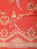 Vermillion Red Floral Zari Woven Design Pure Banarasi Silk Saree with Designer Border