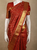 Vermillion Red Floral Zari Woven Design Pure Kanchipuram Silk Saree with Zari Border