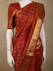 Vermillion Red Floral Zari Woven Design Pure Kanchipuram Silk Saree with Zari Border