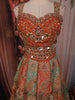 Vibrant Burnt Orange Floral and Birds Motif Sequins Embroidered Design Banarasi Silk Lehenga with Dupatta