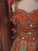 Vibrant Burnt Orange Floral and Birds Motif Sequins Embroidered Design Banarasi Silk Lehenga with Dupatta