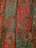 Vibrant Burnt Orange Floral and Birds Motif Sequins Embroidered Design Banarasi Silk Lehenga with Dupatta