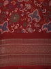Vibrant Crimson Red Floral Printed Design Mixed Cotton Saree with Ornamental Zari Woven Border