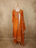 Vibrant Marigold Orange Floral Beads Embroidered Design Tissue Silk Salwar Suit