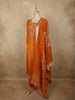 Vibrant Marigold Orange Floral Beads Embroidered Design Tissue Silk Salwar Suit