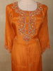 Vibrant Marigold Orange Floral Beads Embroidered Design Tissue Silk Salwar Suit