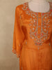 Vibrant Marigold Orange Floral Beads Embroidered Design Tissue Silk Salwar Suit