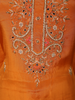 Vibrant Marigold Orange Floral Beads Embroidered Design Tissue Silk Salwar Suit